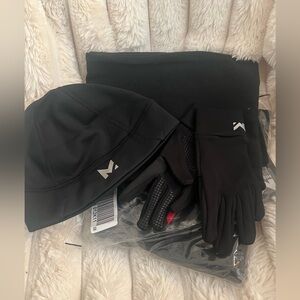 NWT Mission Radiant Active Performance Hat, Gloves, Neck Gaiter Black M/L
